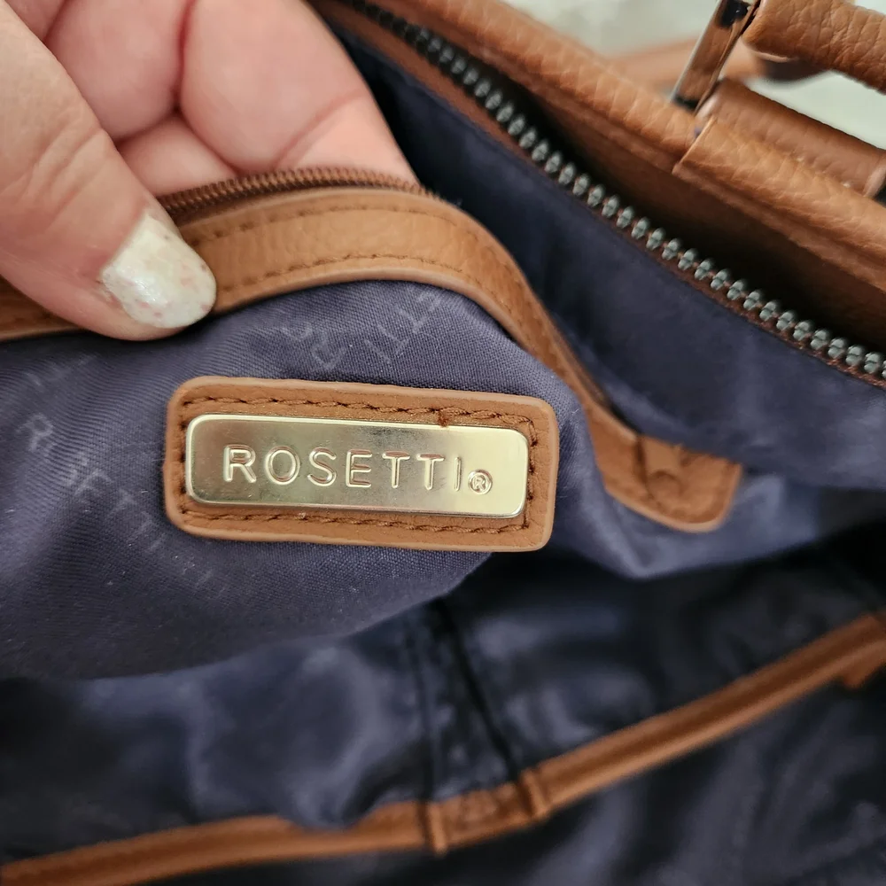 Rosetti Navy and Brown Two-Tone Messenger Tote Lots Of Pockets